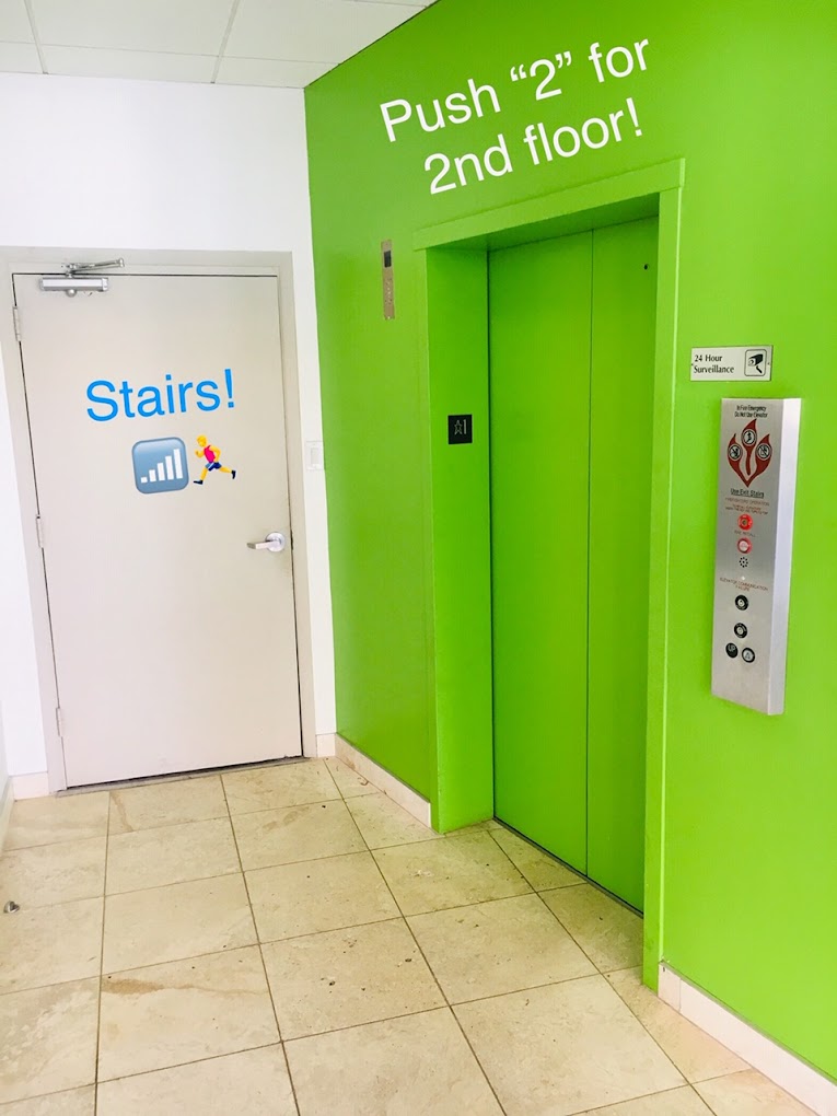 Take the stairs or elevator for your appointment since AUCC is on the second floor
