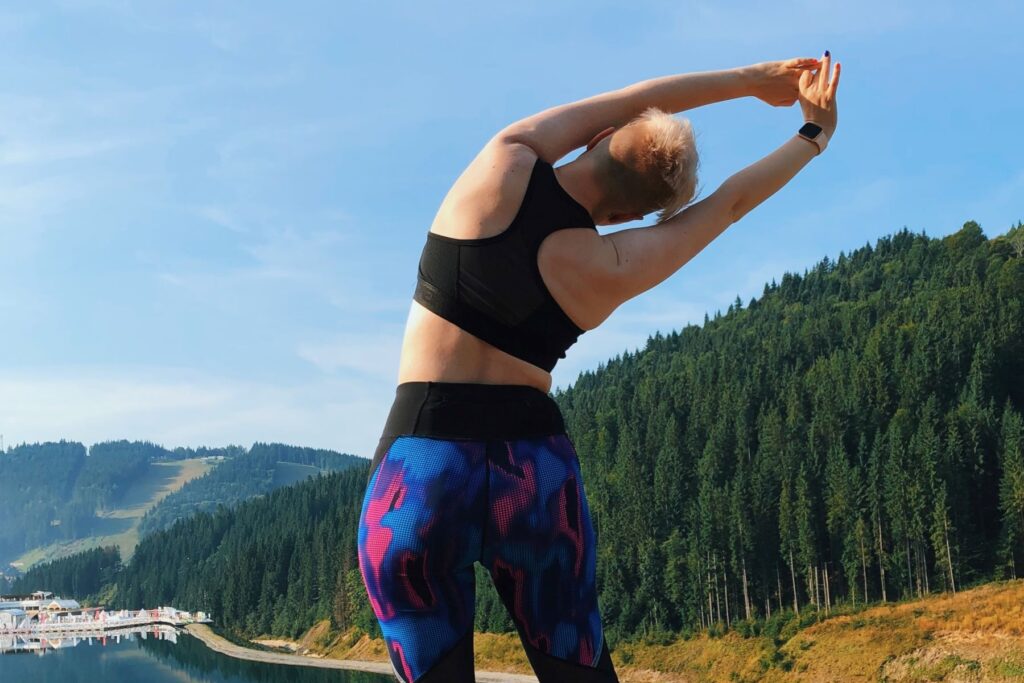 Woman stretching in the outdoors